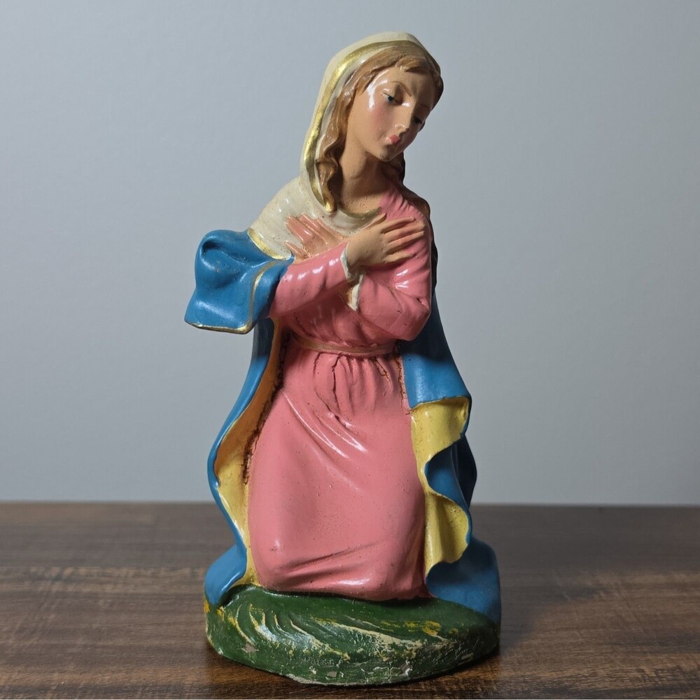 Vtg Italian Fontanini Paper Mache Kneeling Mary Holy Nativity Christmas Figure